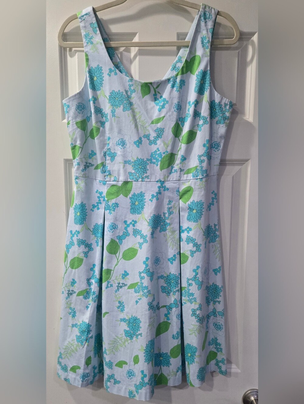 Light Blue Floral Cottagecore Fit & Flare Dress